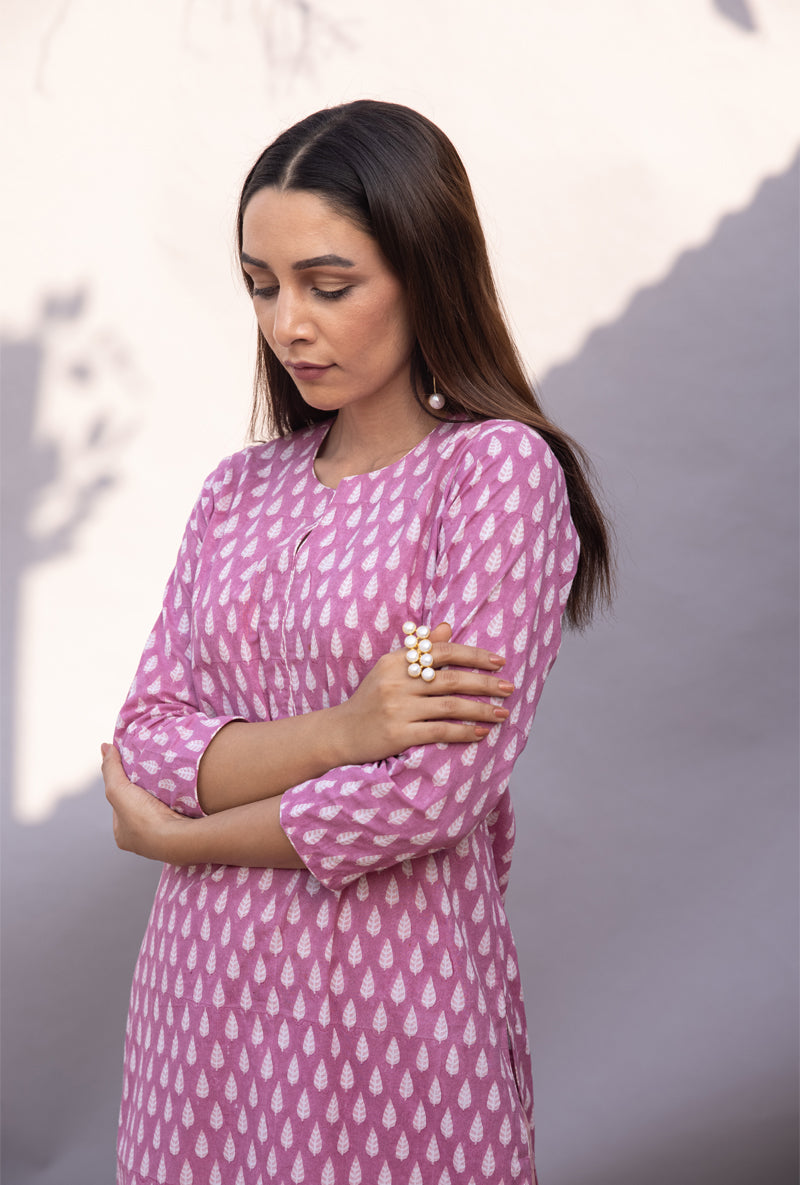 Pink Leaf Maya Kurta Set