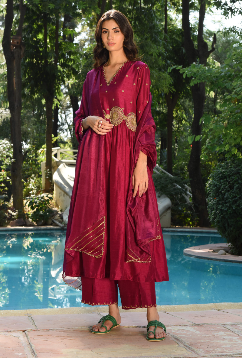 Wine Mandala Kurta Set