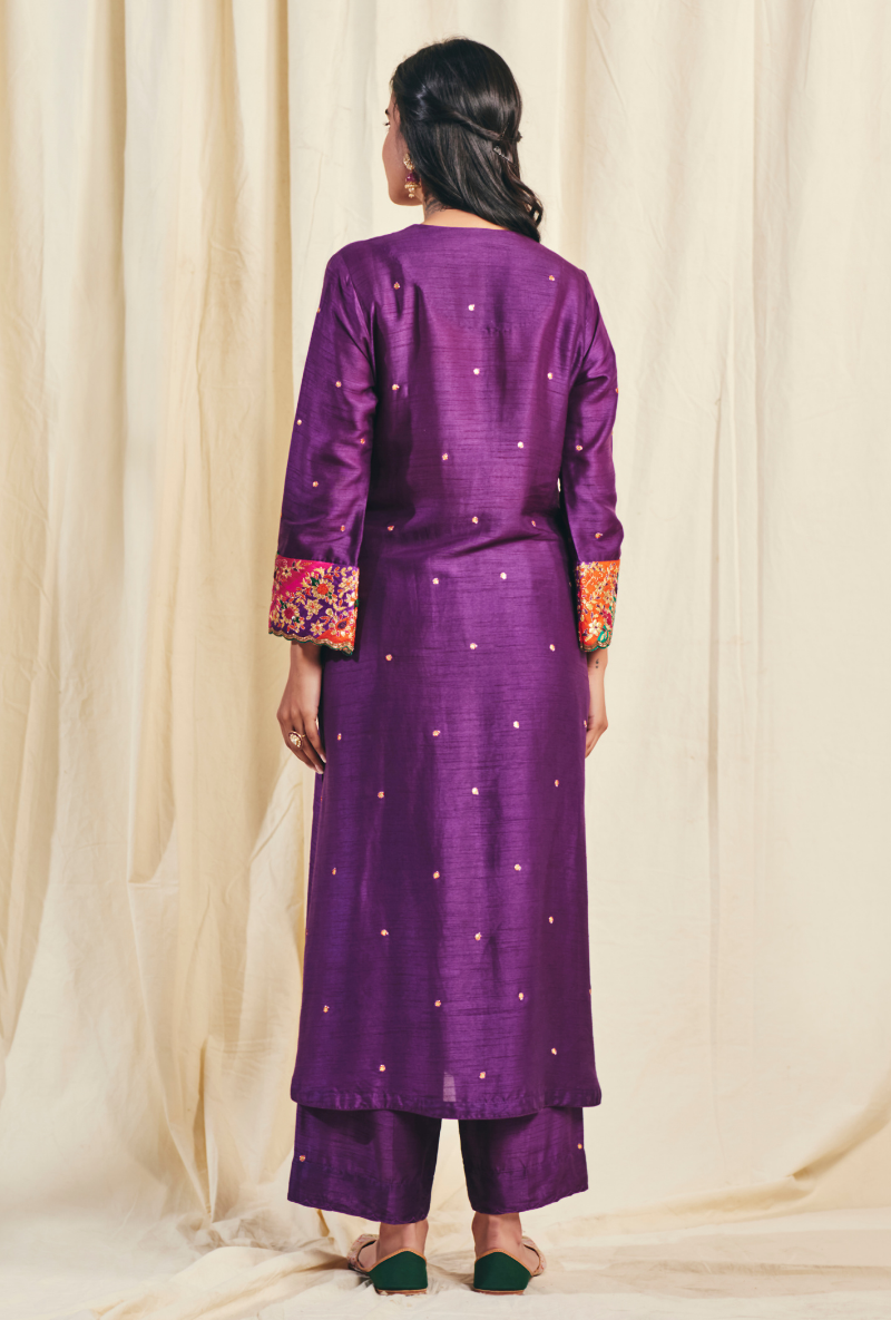 Purple Gota Paisley Meera Kurta Set
