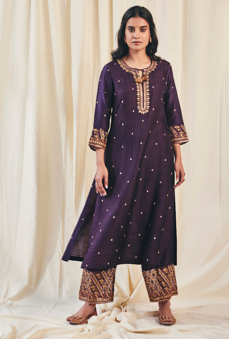 Deep Purple Noor Farshi Meera Kurta Set