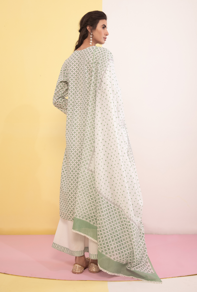 Green Cotton Candy Straight Kurta Set