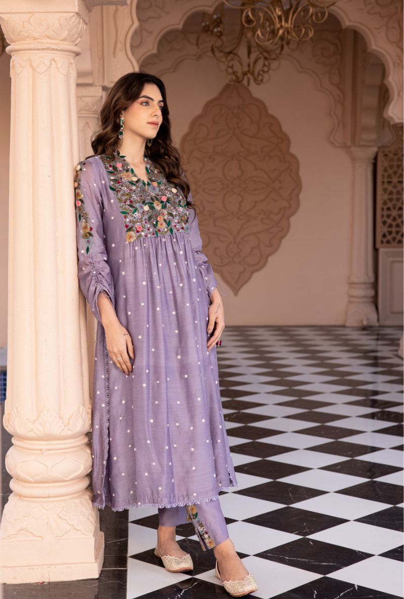 Lilac Orchid Frockstyle Sahiba Kurta Set
