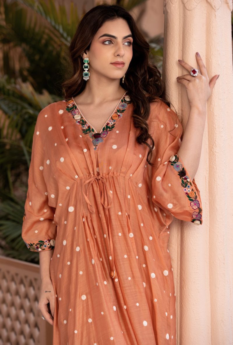 Peach Orchid Long Sahiba Kaftan