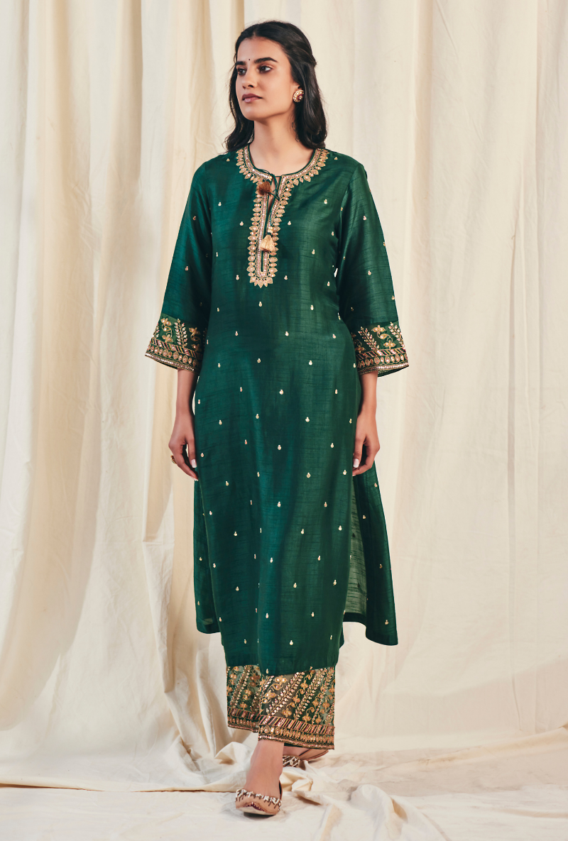 Green Noor Farshi Meera Kurta