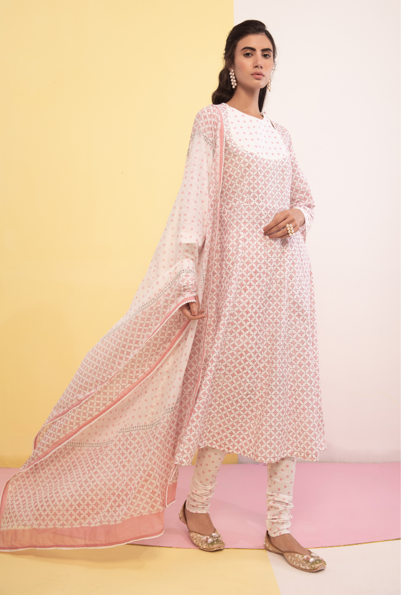 Pink Cotton Candy Anarkali Kurta Set