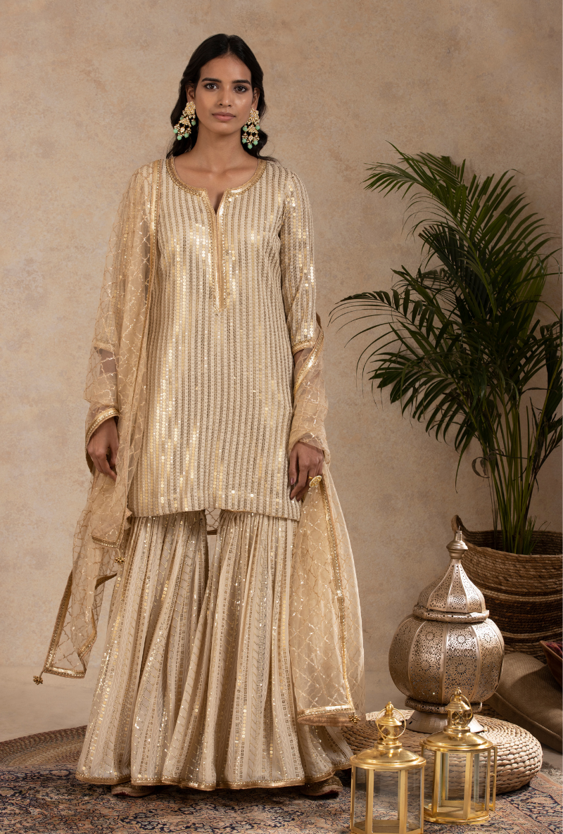 Light Beige Sitara Gharara Set