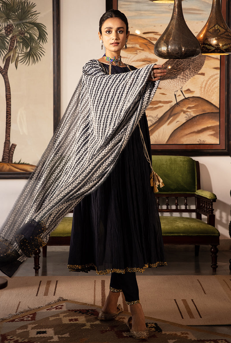 Blue Thread Work Kurta Set