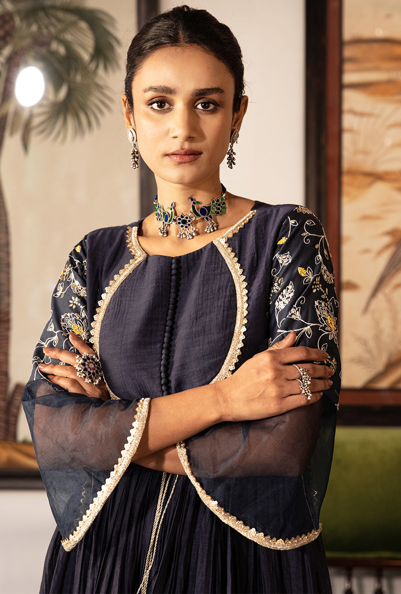 Blue Thread Work Kurta Set