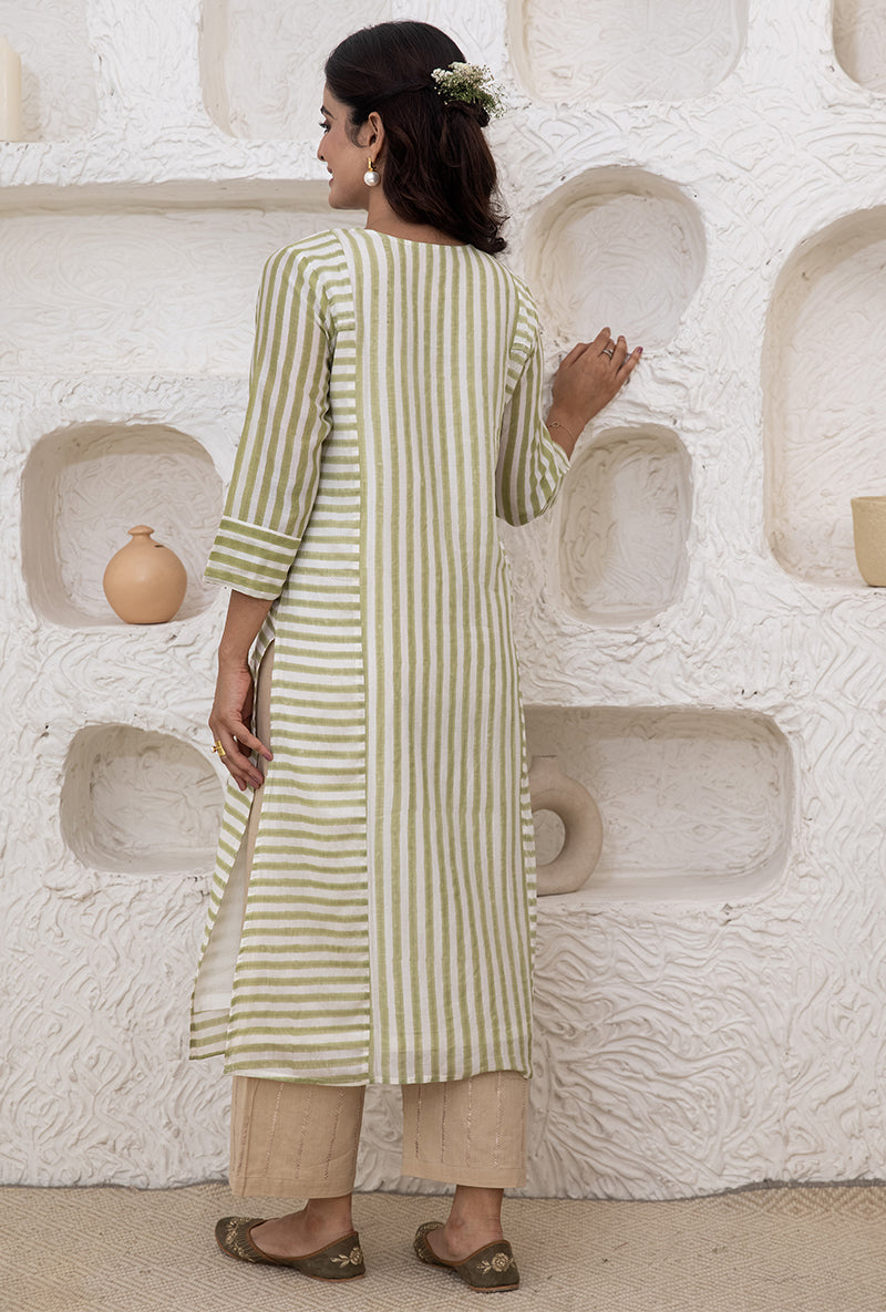 Green Button Stripe Tahira Tunic