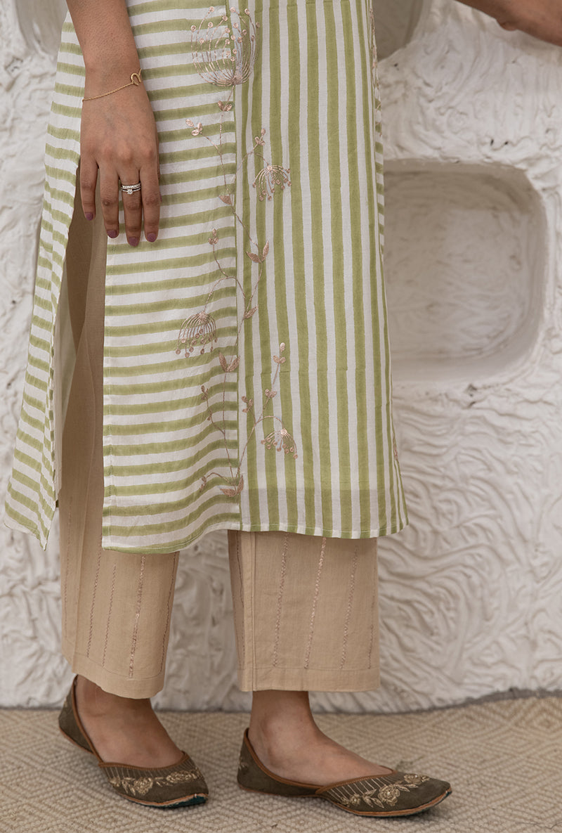 Green Button Stripe Tahira Tunic