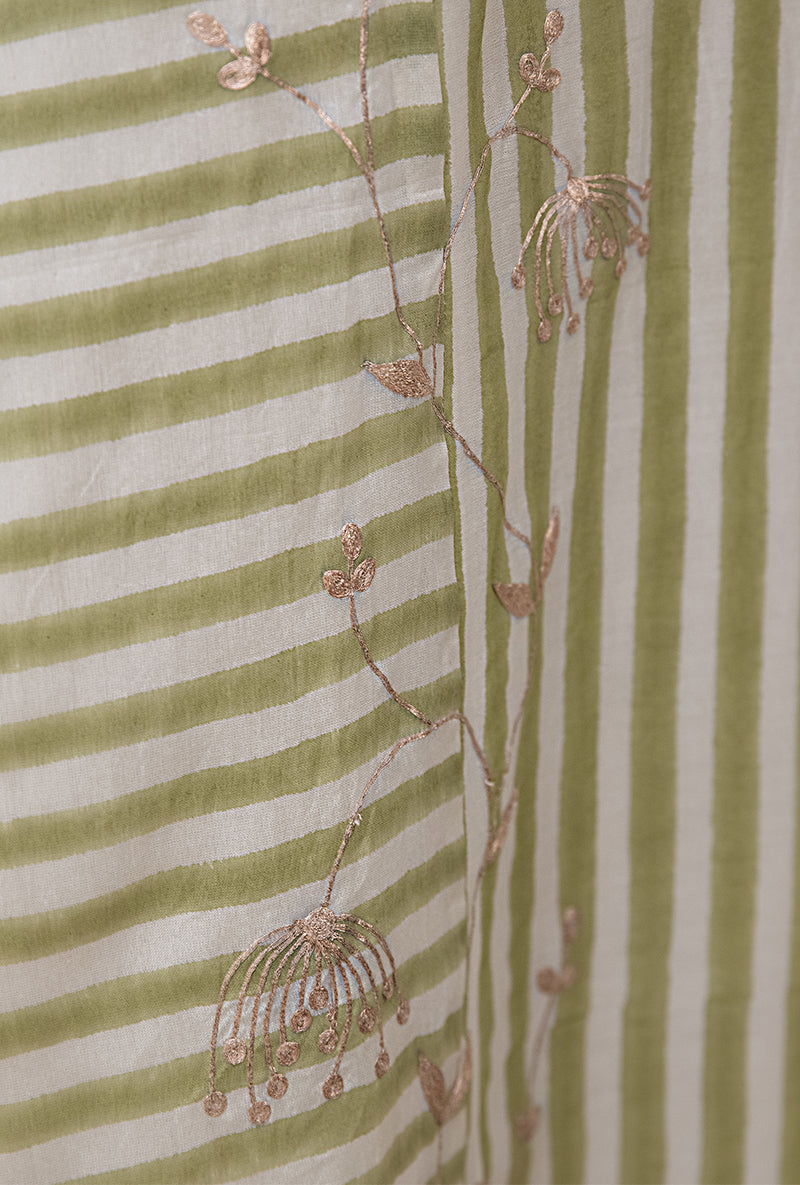 Green Button Stripe Tahira Tunic