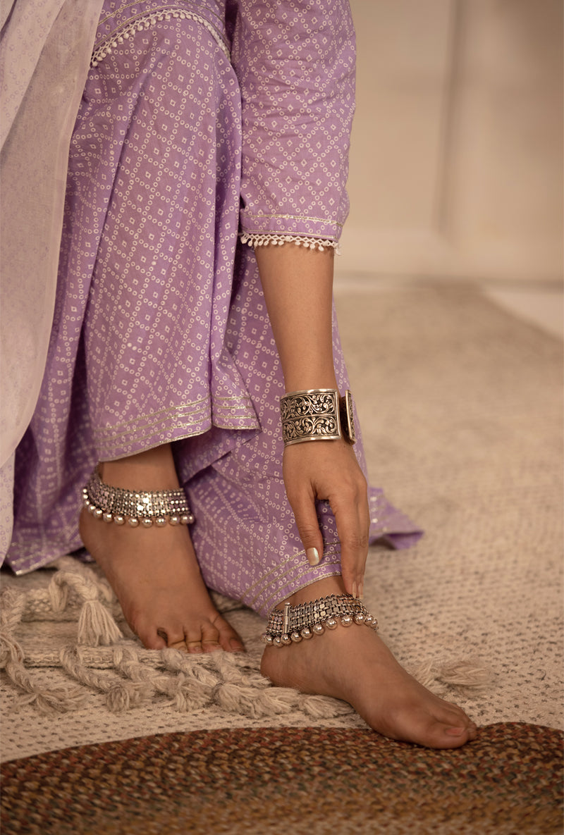 Lilac Bandhej Gharara Set