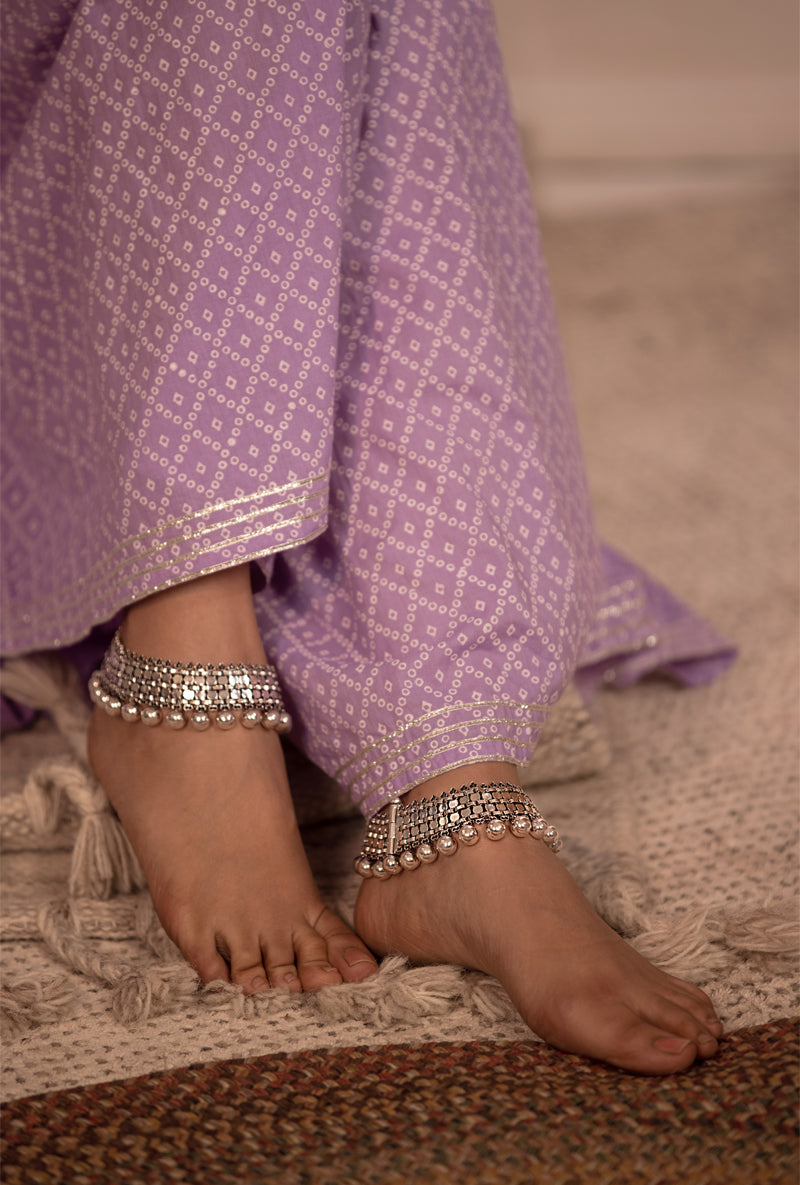 Lilac Bandhej Gharara Set