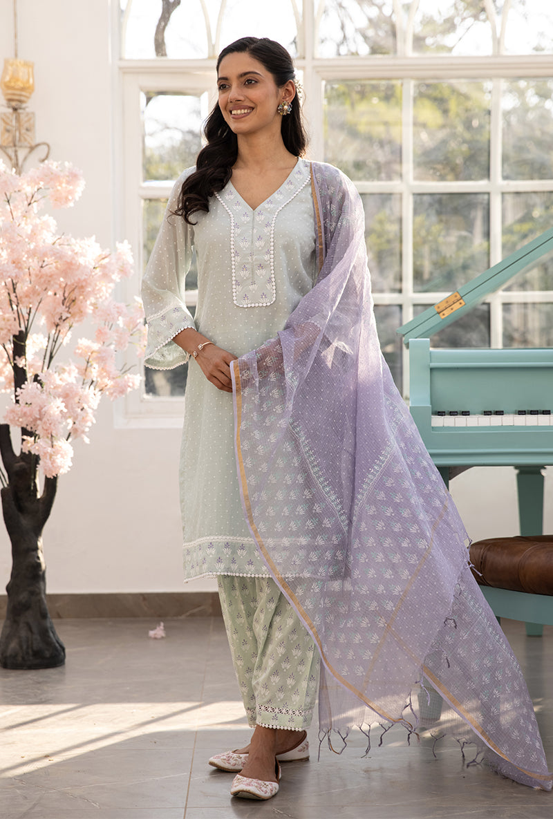 Mint Green Salwar Aisha Kurta Set