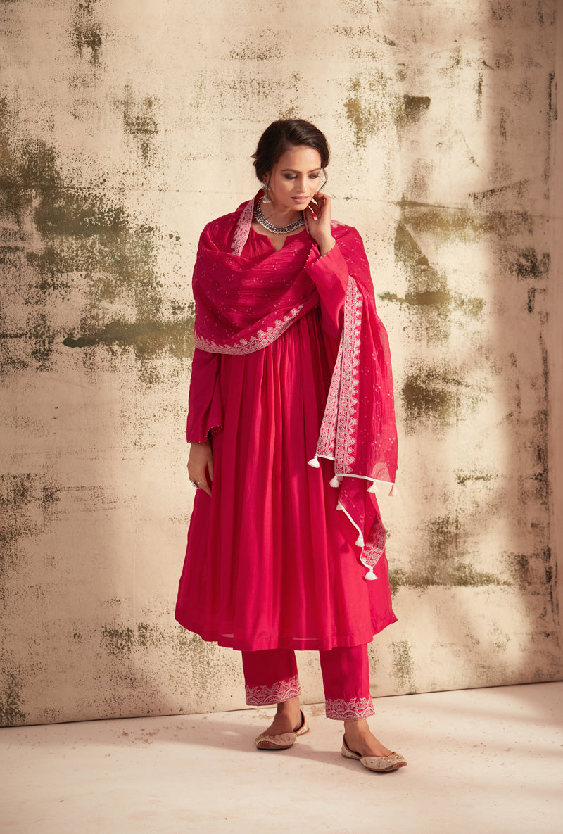 Rani Pink Pintuck Inaya Kurta Set