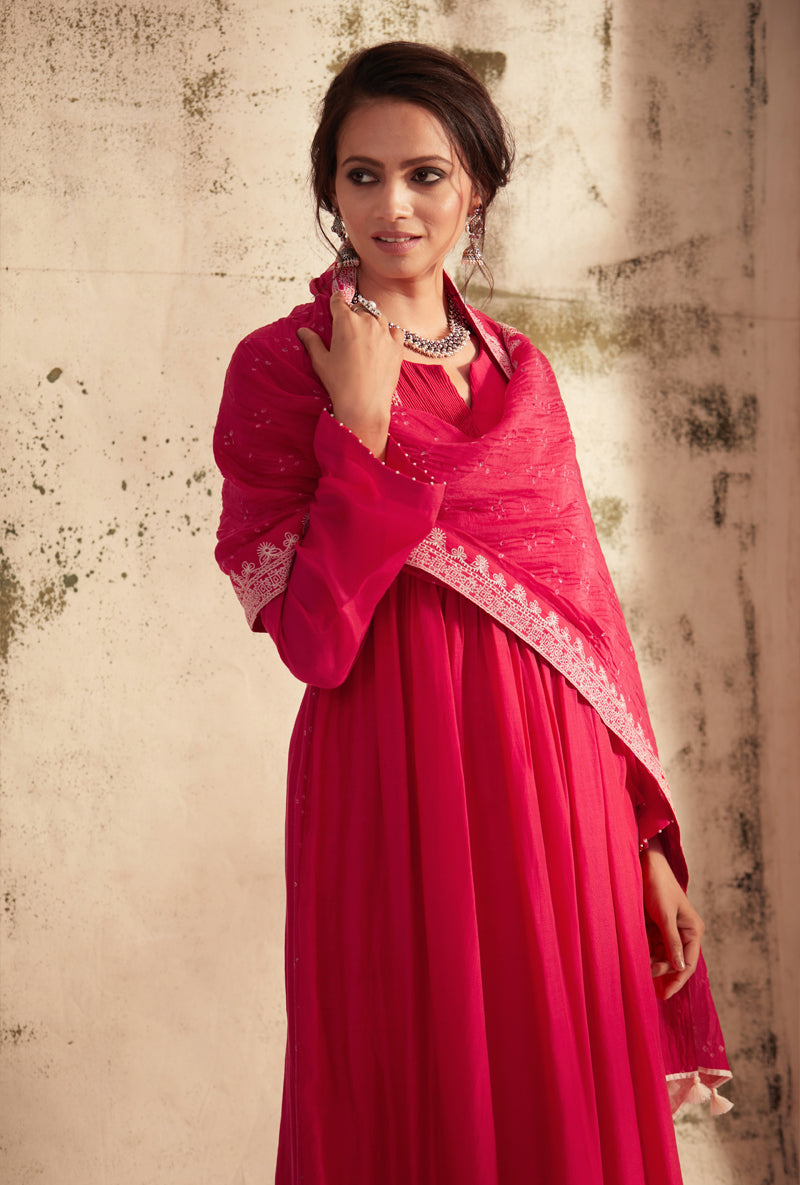 Rani Pink Pintuck Inaya Kurta Set