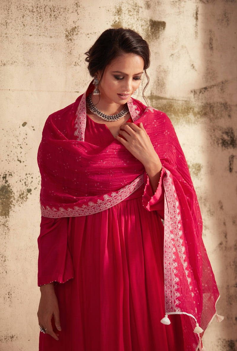 Rani Pink Pintuck Inaya Kurta Set