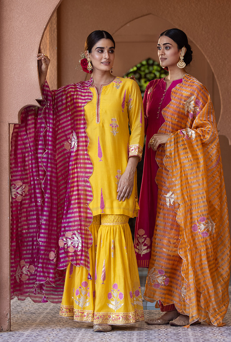 Yellow Nayaab Gharara Set