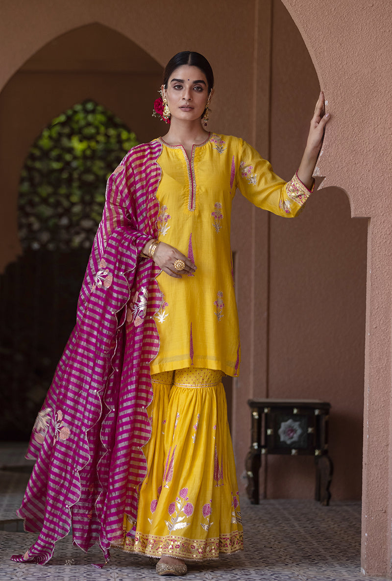 Yellow Nayaab Gharara Set