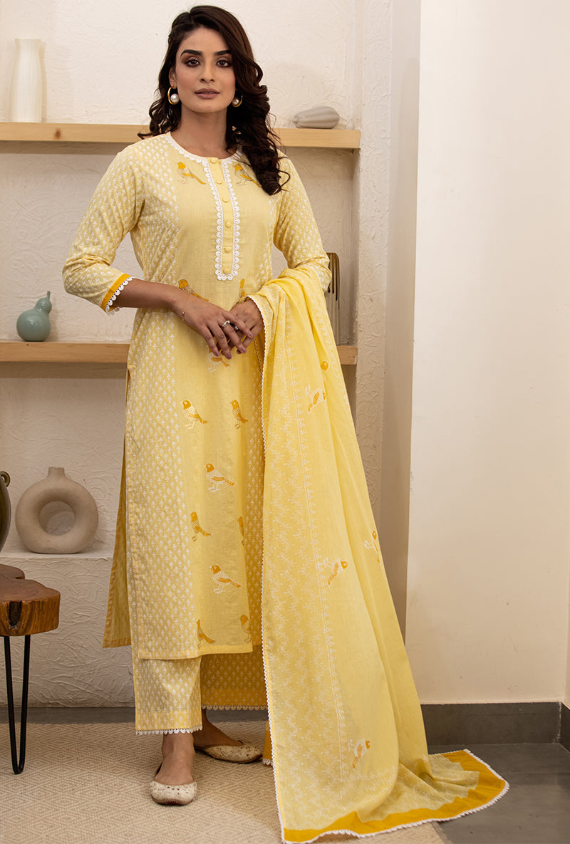 Yellow Pihu Classic Kurta Set