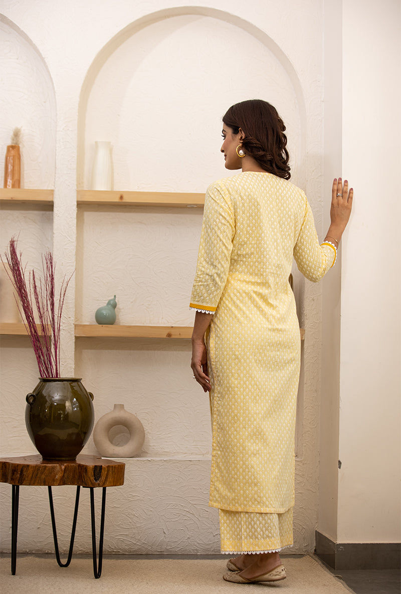 Yellow Pihu Classic Kurta Set