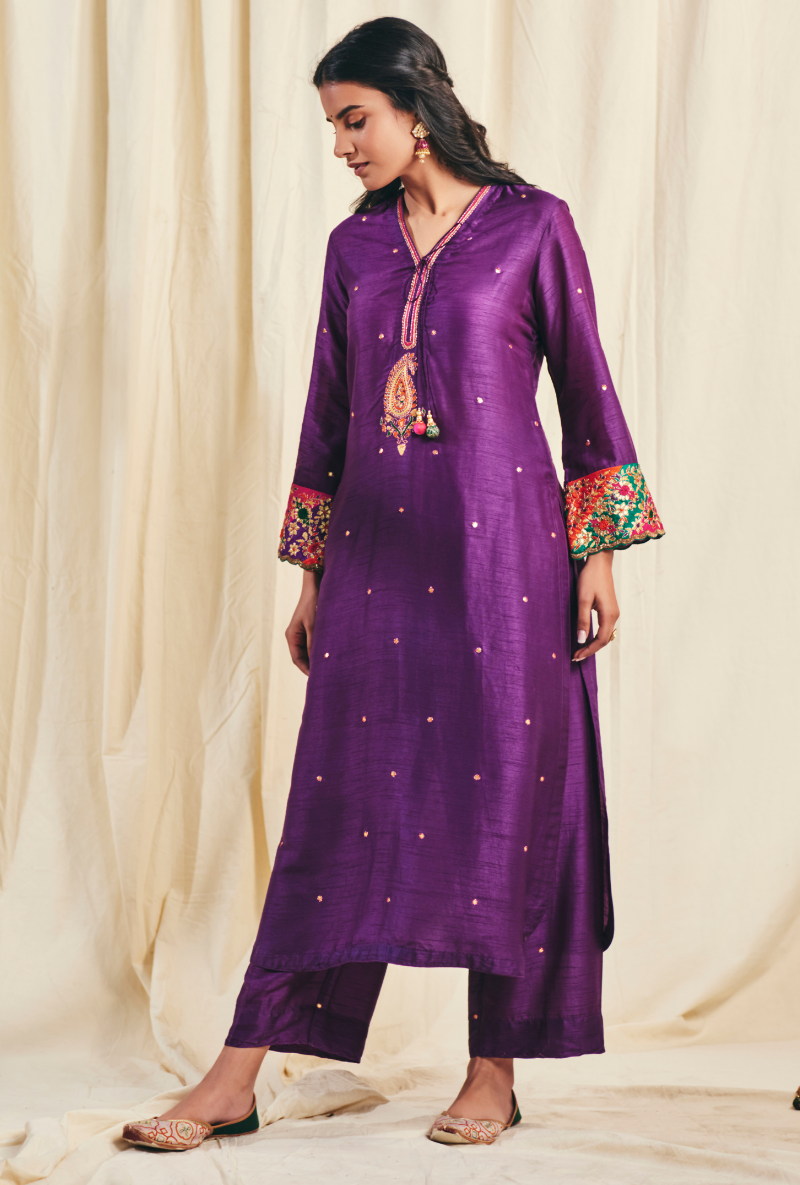 Purple Gota Paisley Meera Kurta Set