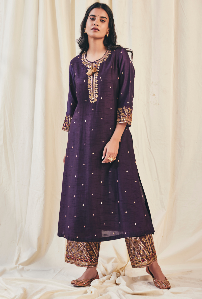 Deep Purple Noor Farshi Meera Kurta Set