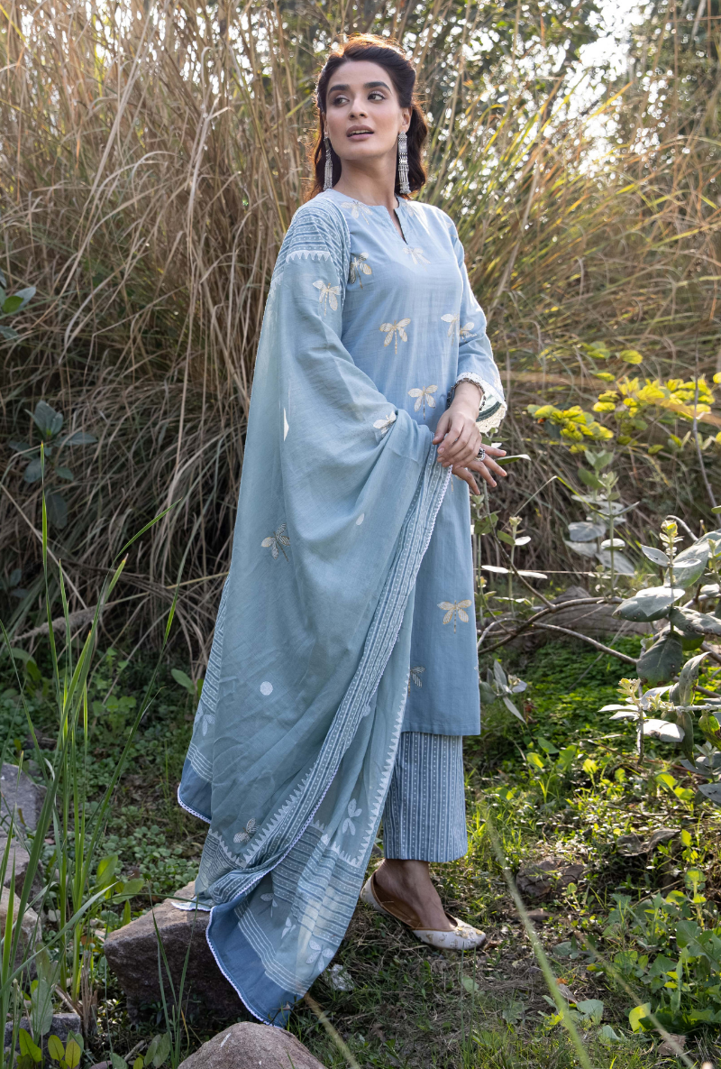 Blue Titlie Straight Kurta Set