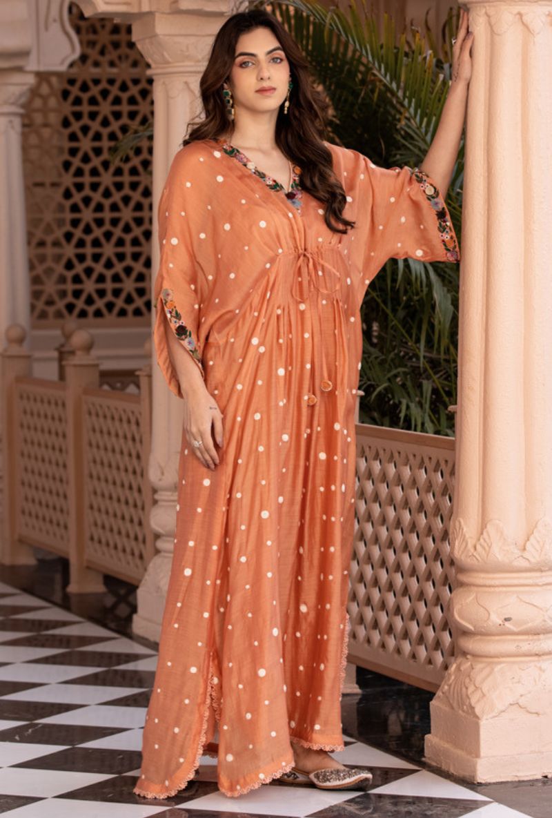 Peach Orchid Long Sahiba Kaftan