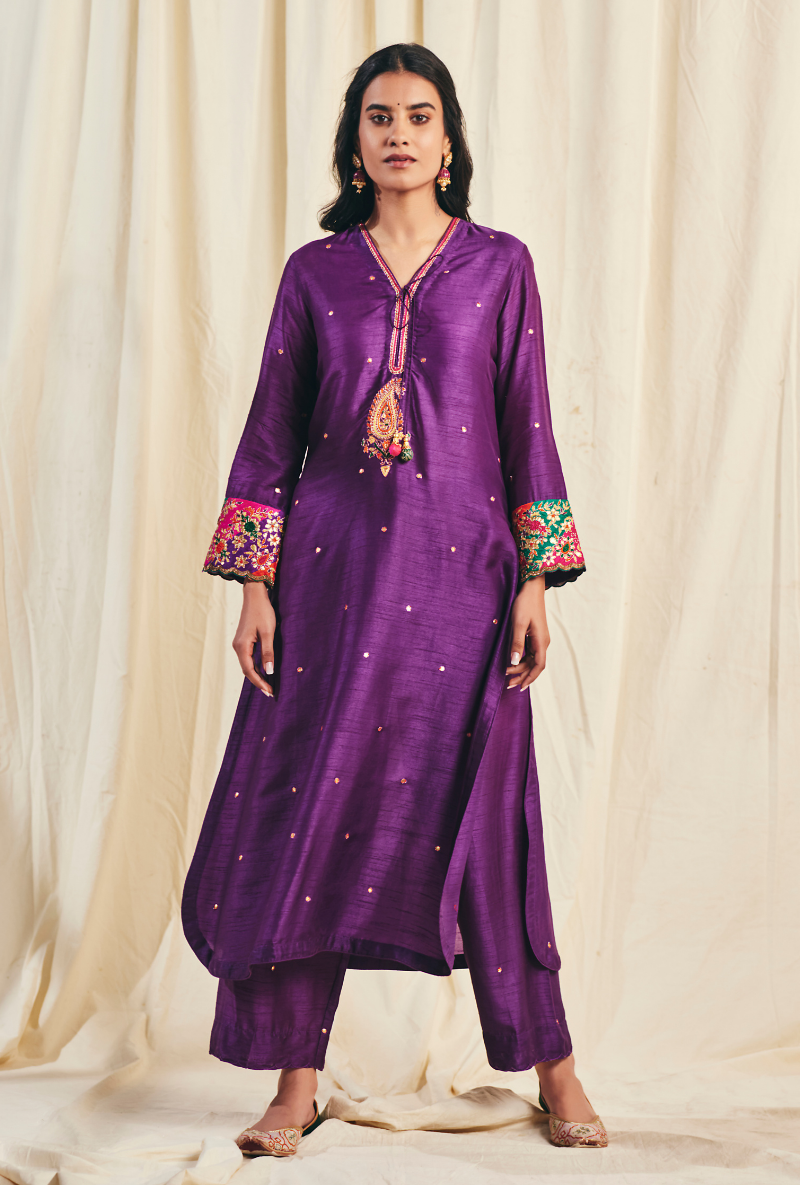 Purple Gota Paisley Meera Kurta Set