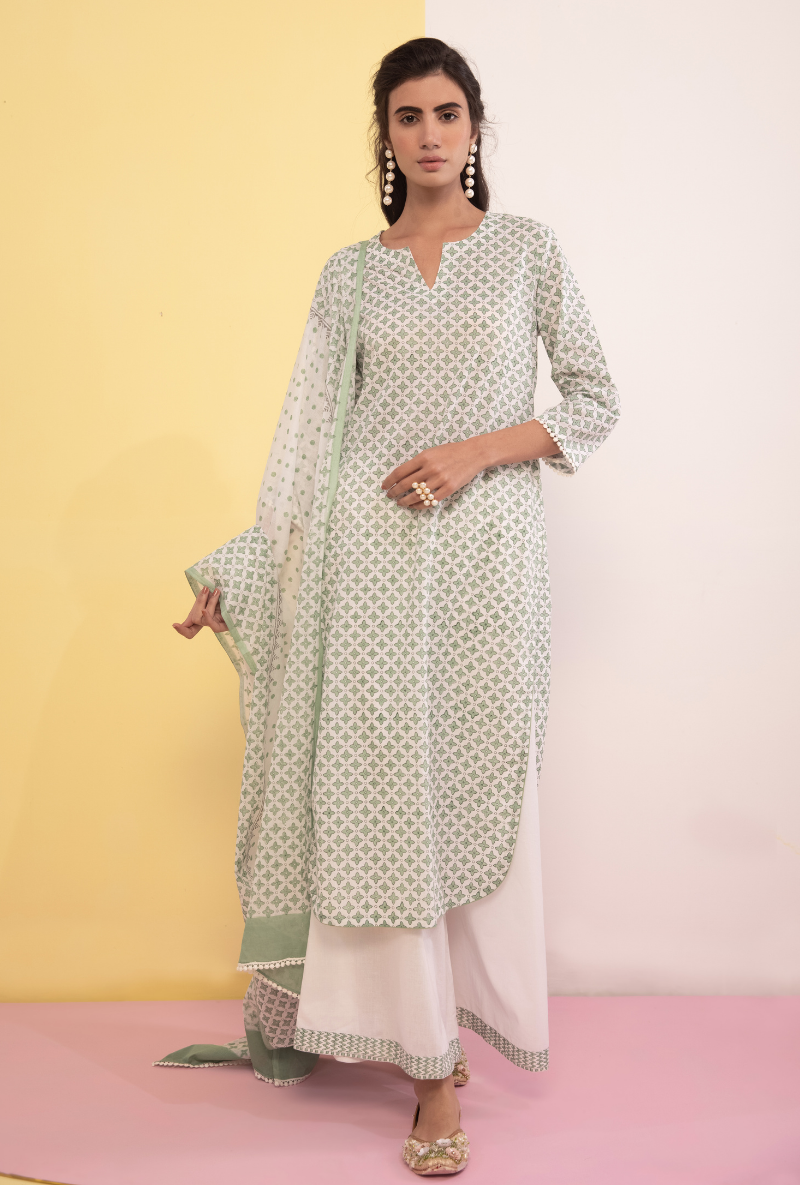 Green Cotton Candy Straight Kurta Set