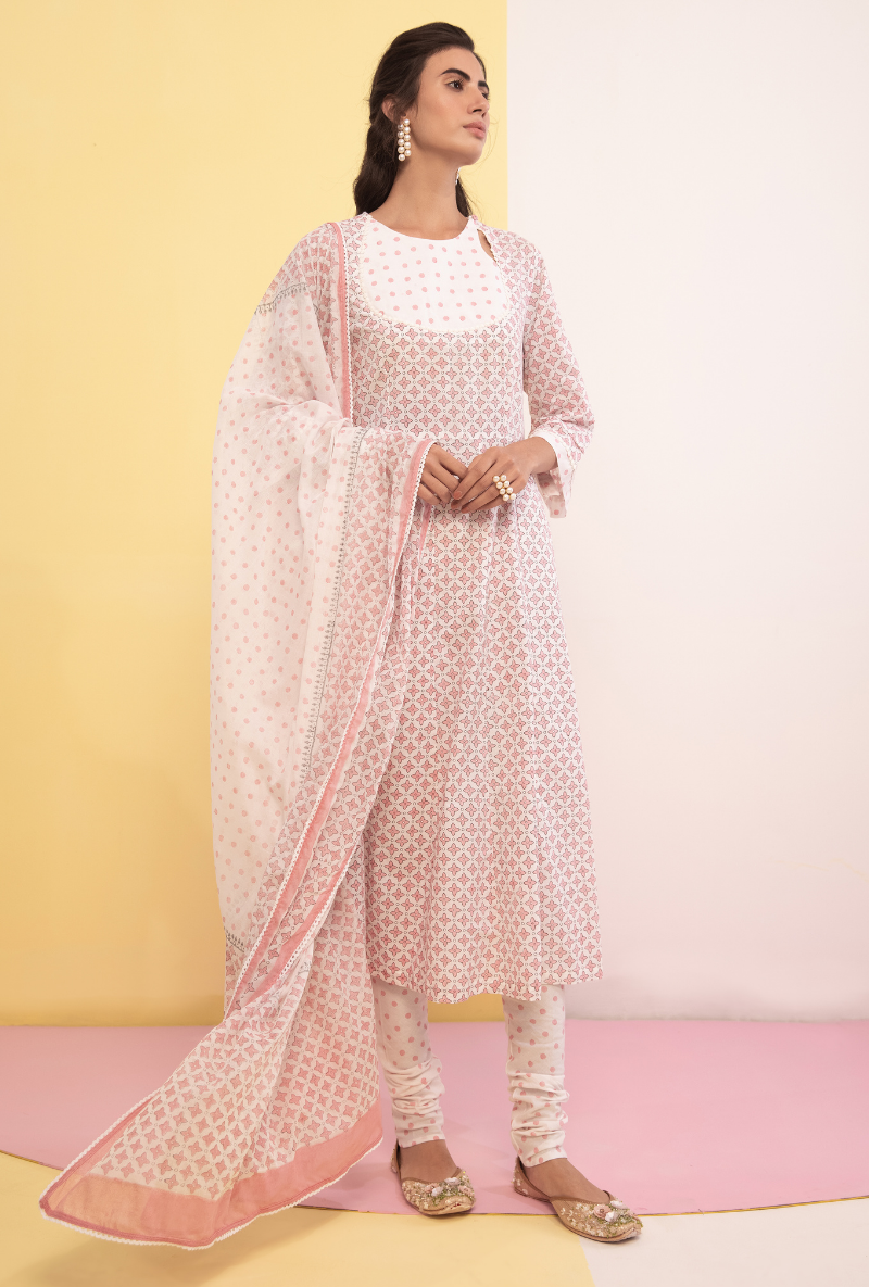 Pink Cotton Candy Anarkali Kurta Set