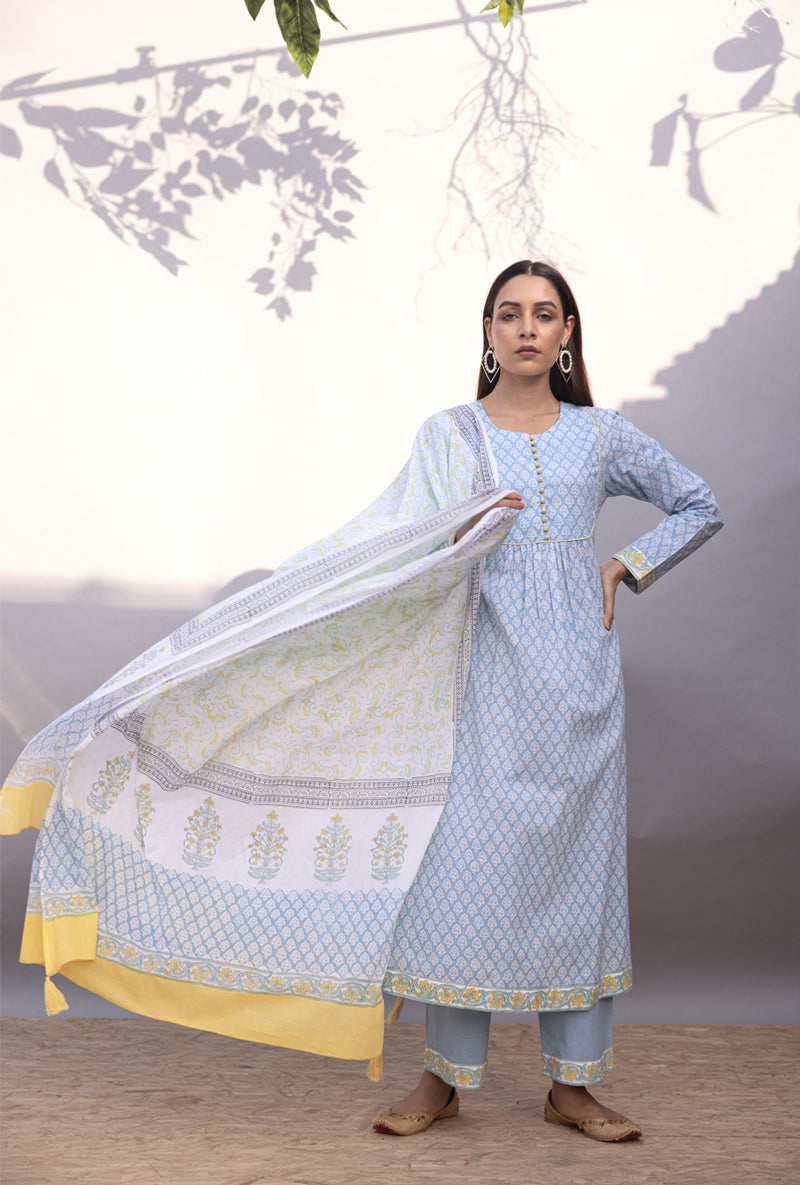 Blue Gather Maya Kurta Set