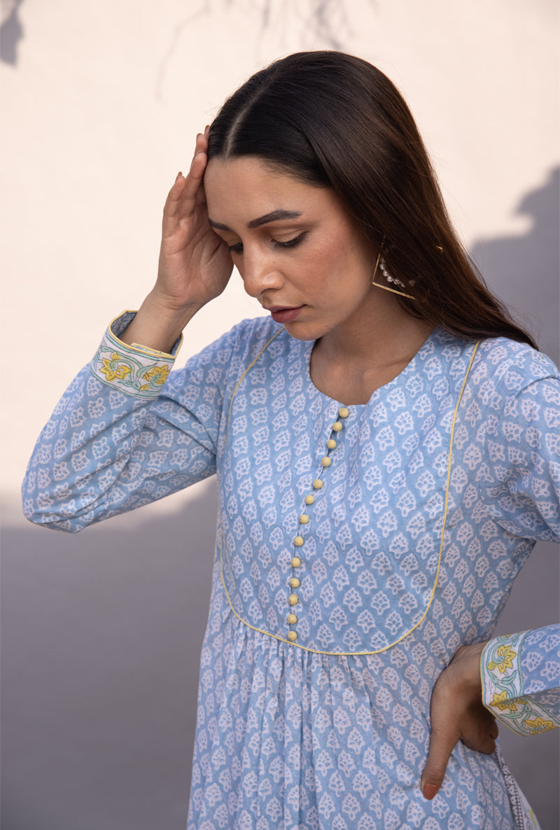 Blue Gather Maya Kurta Set