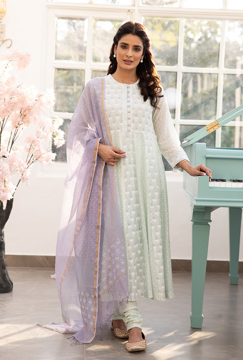 Mint Green A-line Aisha Kurta Set