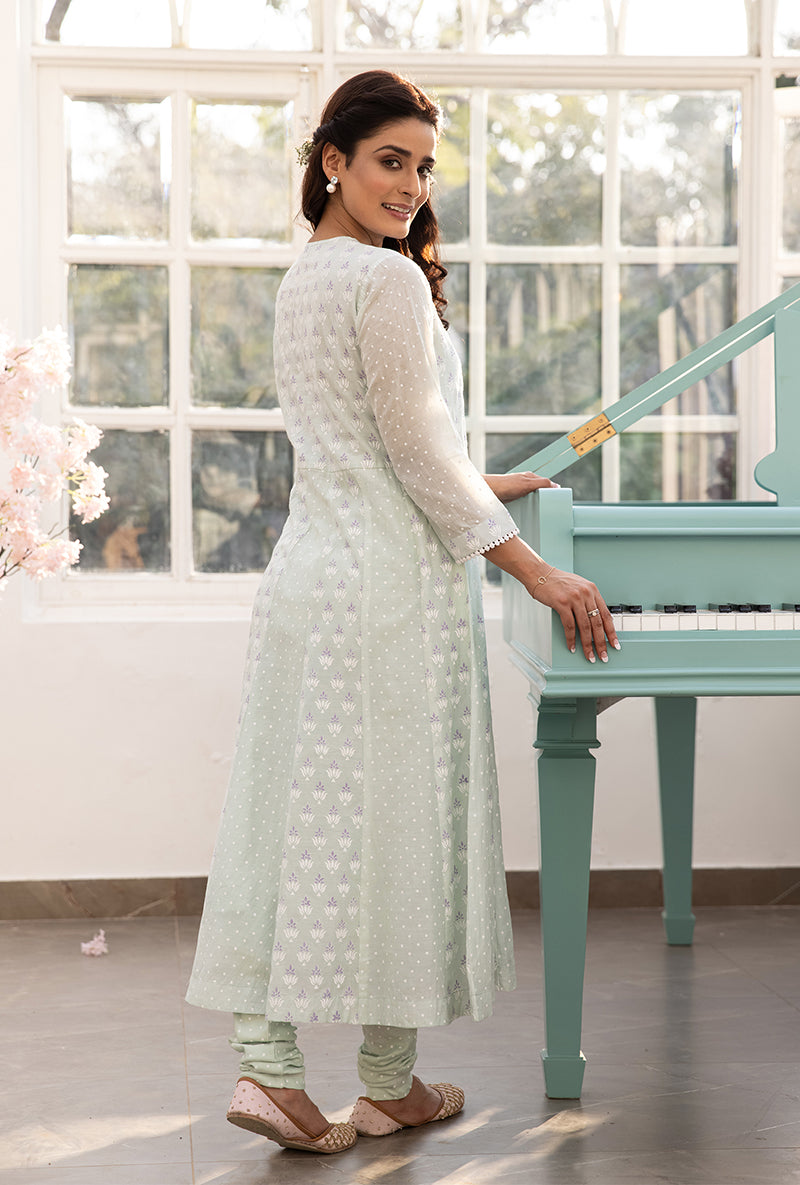 Mint Green A-line Aisha Kurta Set