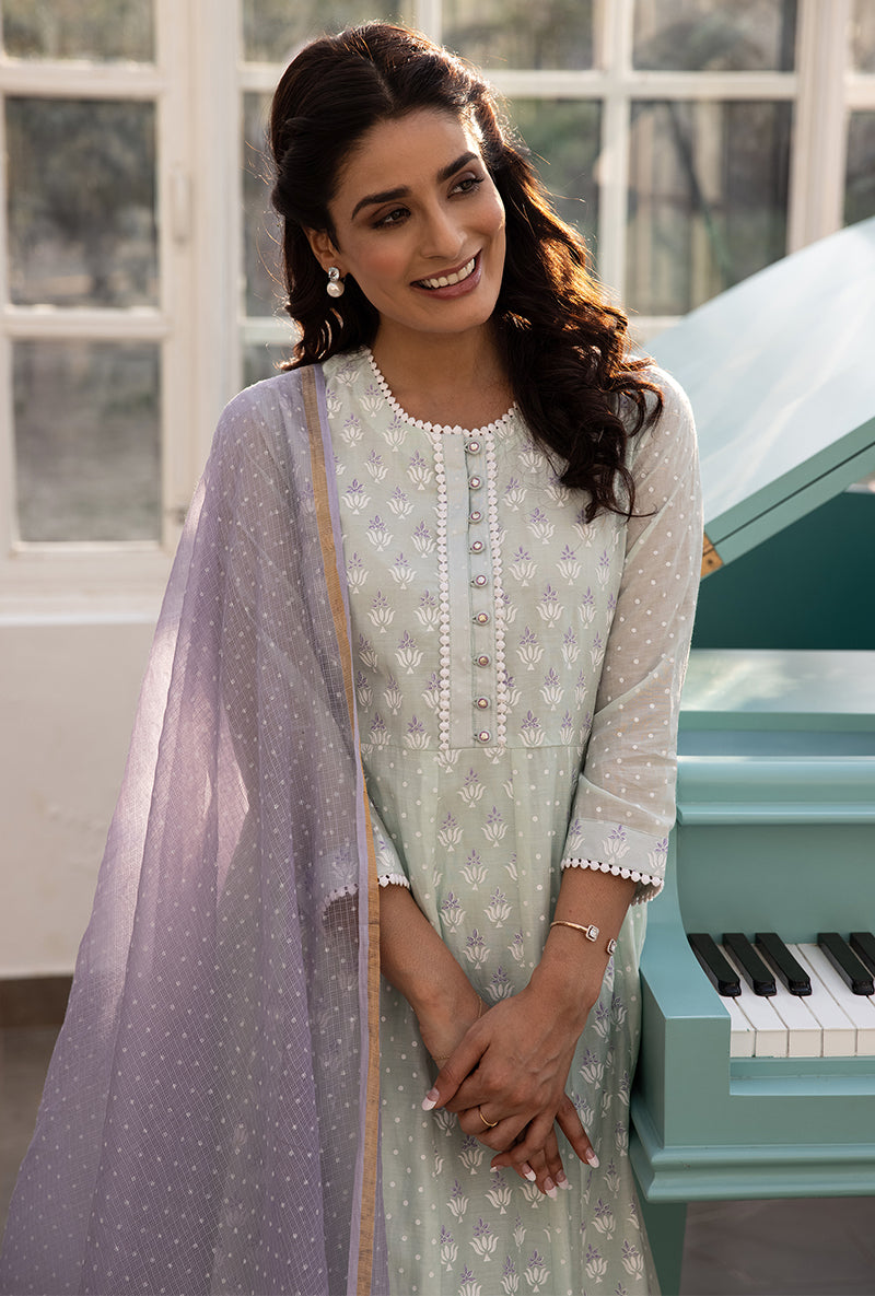 Mint Green A-line Aisha Kurta Set
