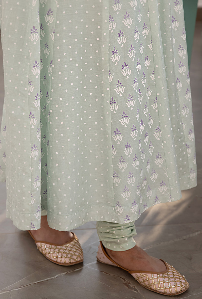 Mint Green A-line Aisha Kurta Set