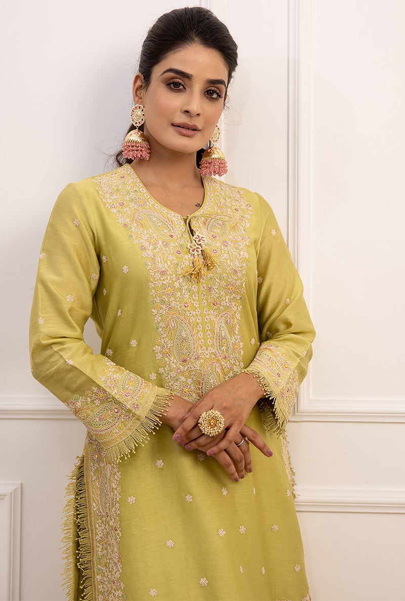 Mint Green Dori Paisley Aafreen Gharara Set