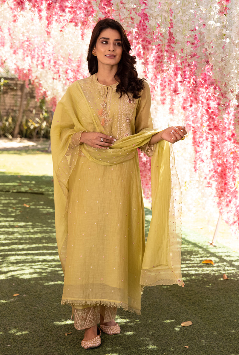 Mint Green Thread Jaal Square Neck Aafreen Kurta Set