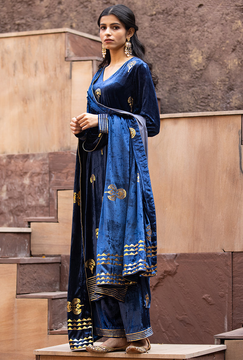 Navy Gota Ruhaani Kurta Set