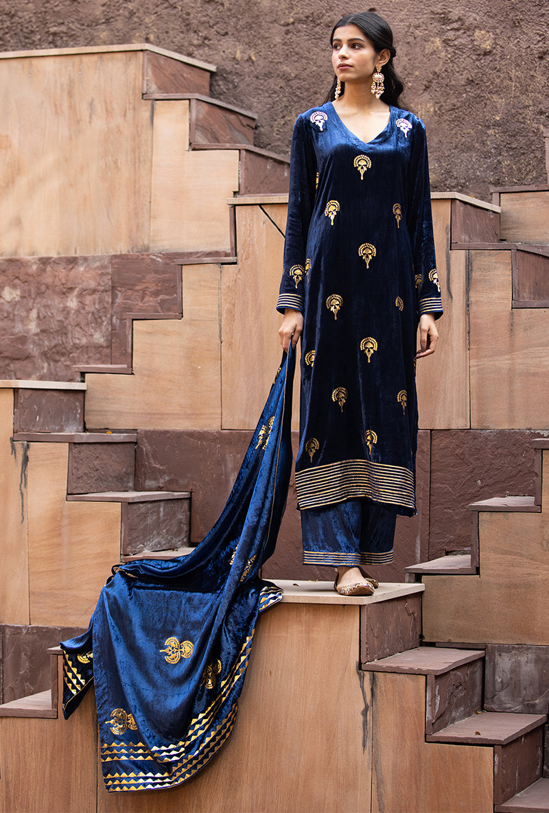 Navy Gota Ruhaani Kurta Set