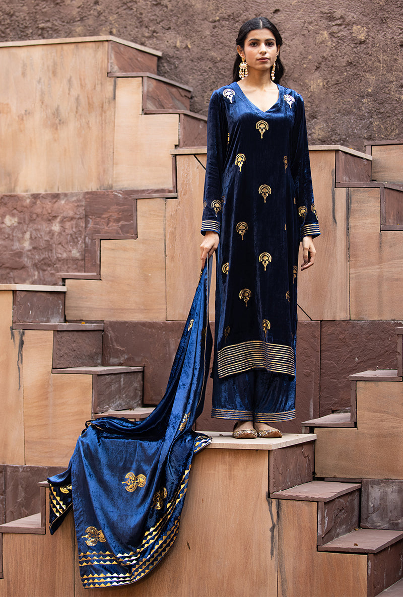 Navy Gota Ruhaani Kurta Set
