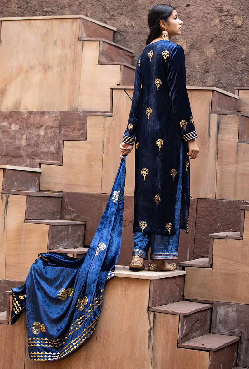 Navy Gota Ruhaani Kurta Set