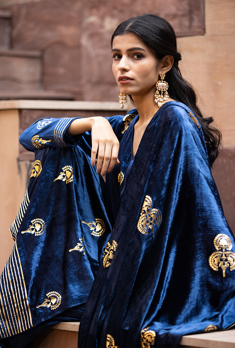 Navy Gota Ruhaani Kurta Set