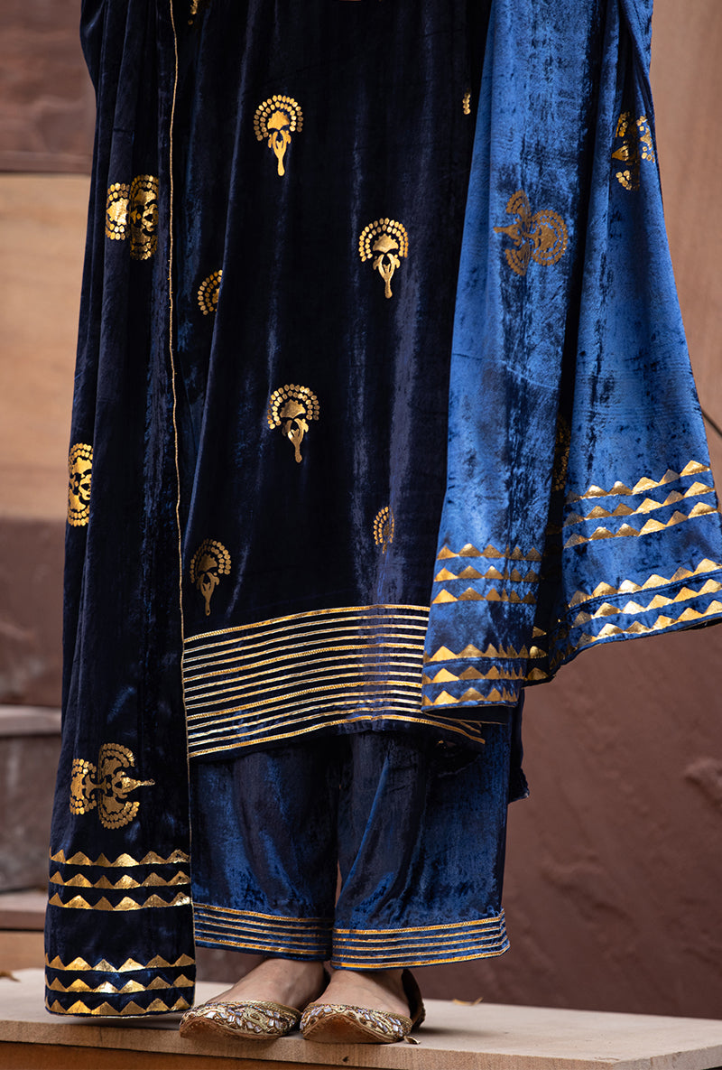 Navy Gota Ruhaani Kurta Set