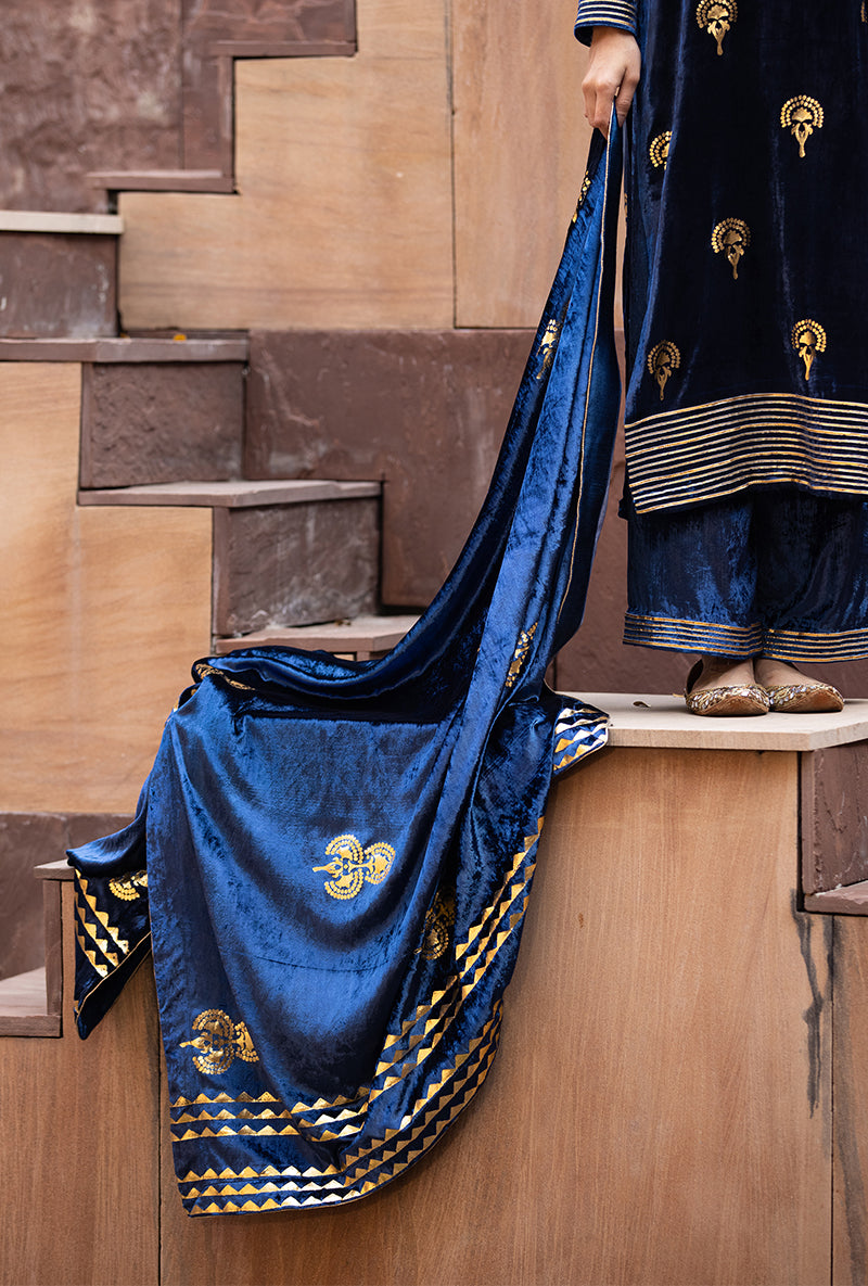 Navy Gota Ruhaani Kurta Set