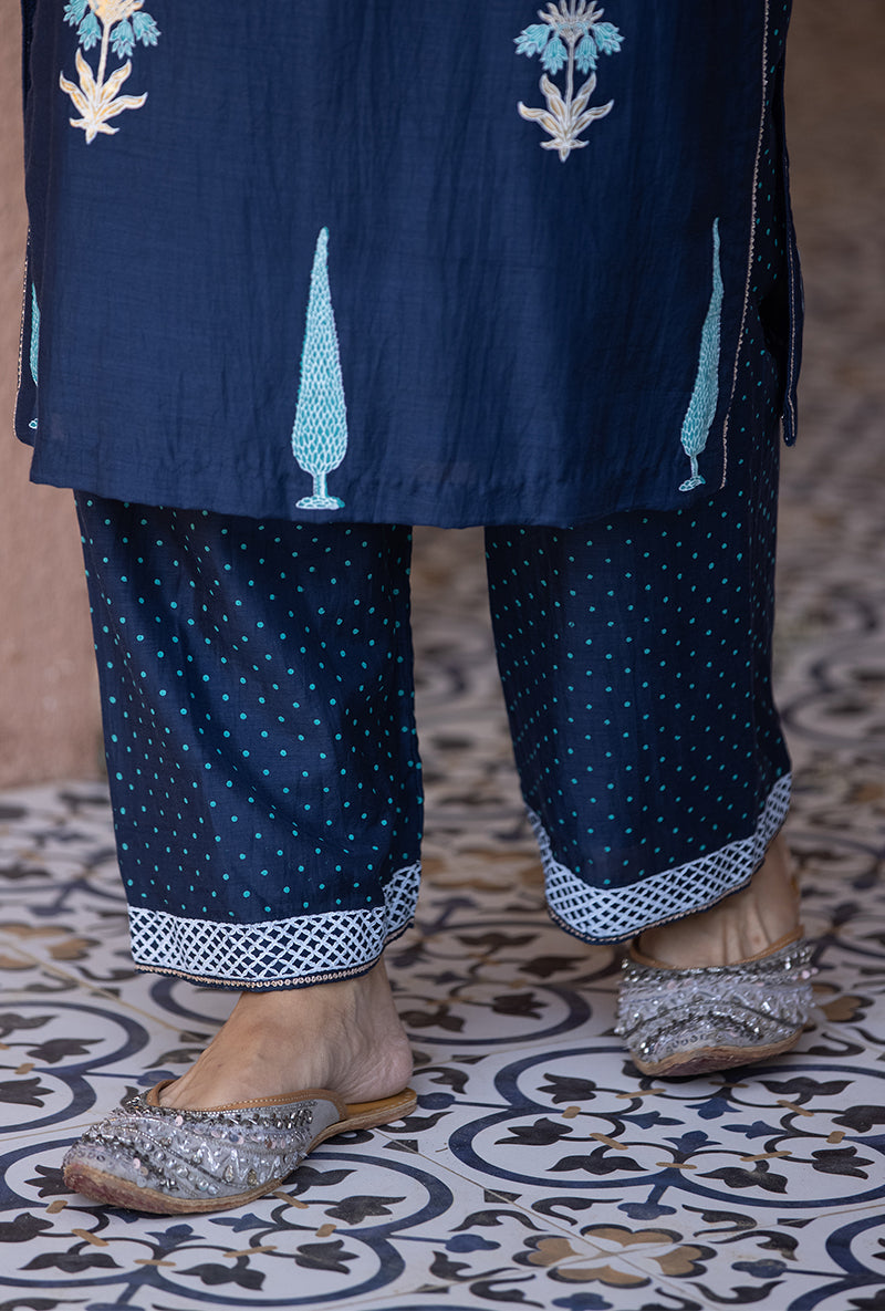 Navy Straight Nayaab Kurta Set