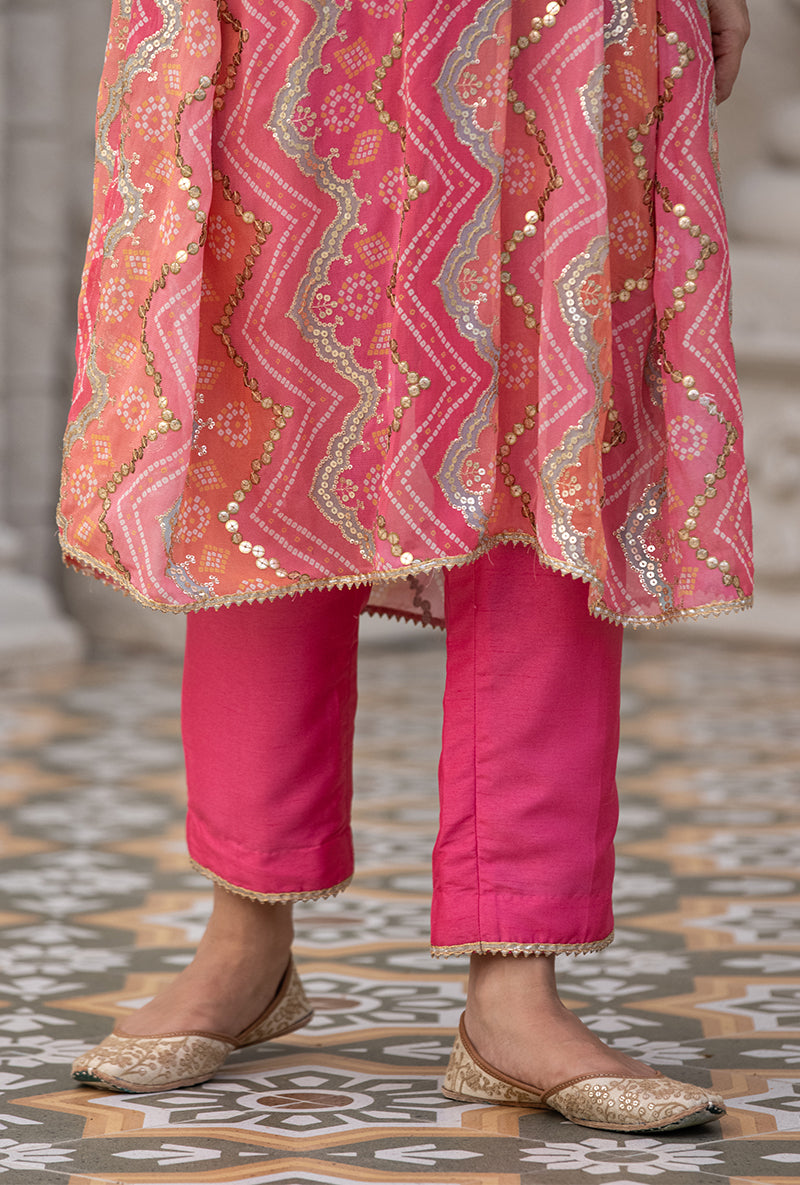 Pink Bandhani Print Sitara 2.0 Kaftan Set