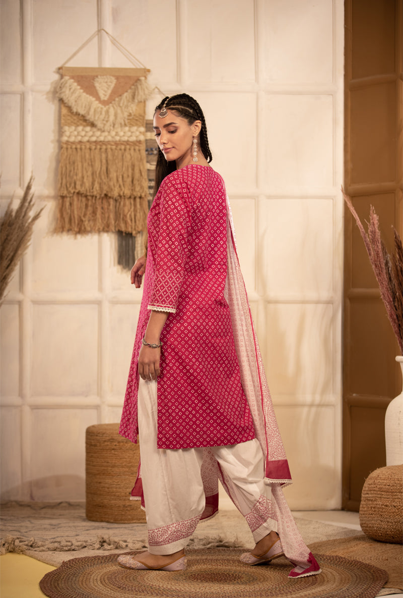 Rani Pink Bandhej Salwar Set